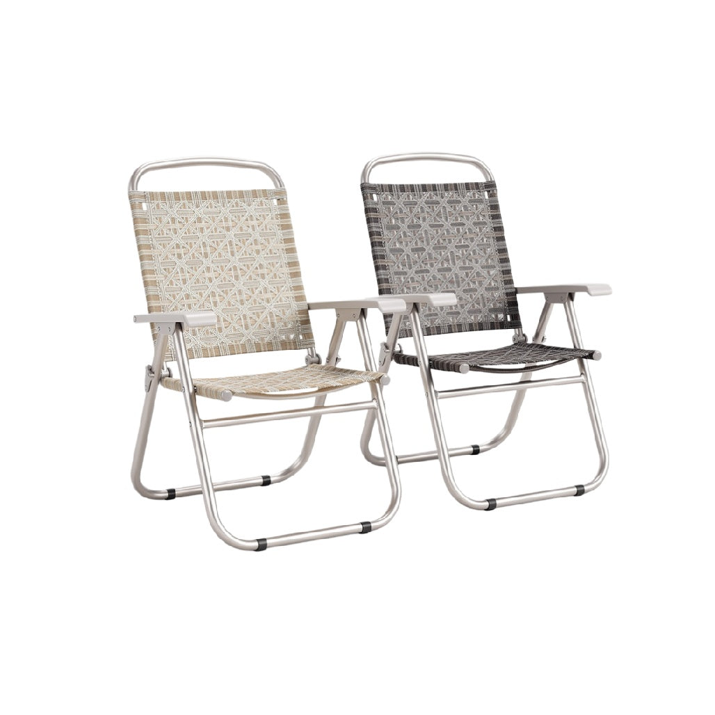 Set of Two Lightweight Folding Beach Chairs with Durable Aluminum Frame