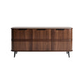 Modern Walnut Sideboard with Sleek Black Handles and Minimalist Design