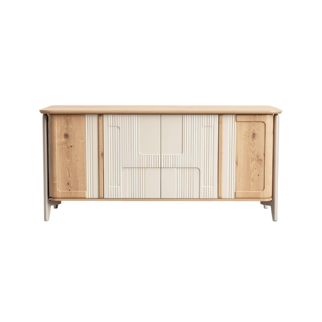 Modern Wooden Sideboard with Textured Doors and Neutral Tones