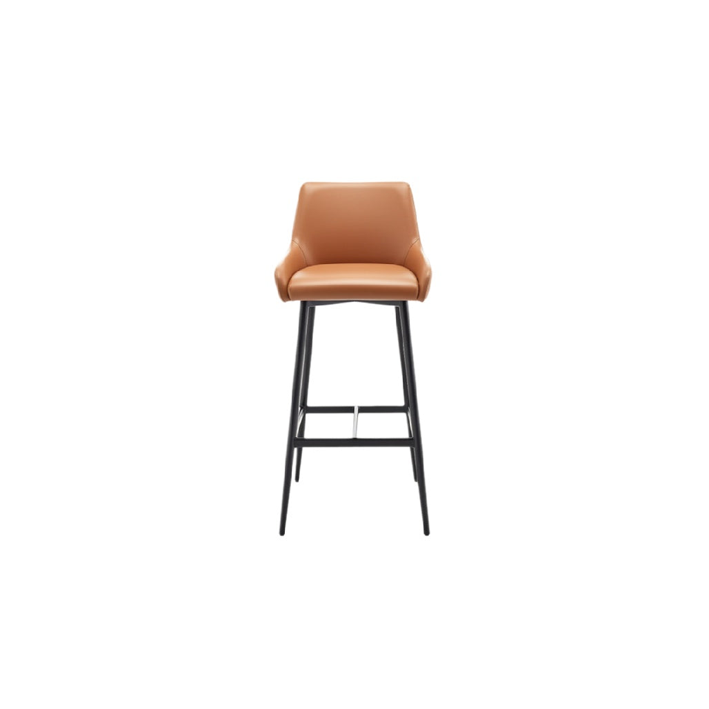 Stylish Leather Bar Stool with Metal Legs